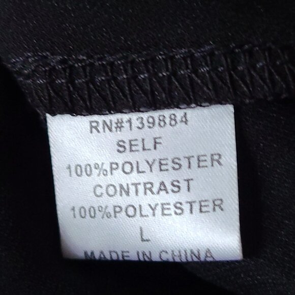 PEACH BLACK PEPLUM BLOUSE -CHIFFON SLEEVES CHENILLE DOTS FEMININE FIT (SIZE L) - Picture 8 of 9